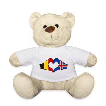 Belgium Iceland Flag Hands Heart Shape - Teddy Bear - white - Front