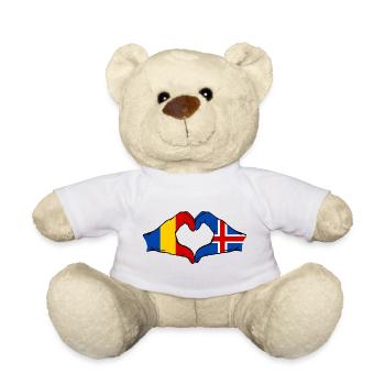 Romania Iceland flag hands heart shape - Teddy Bear - white - Front
