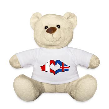 Drapeau de l'île du Pérou, mains en forme de cœur - Nounours - blanc - Devant