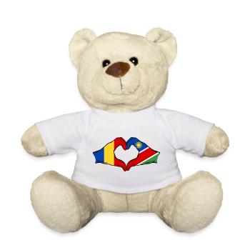 Rumänien Namibia Flagge Hände Herzform - Teddy - Weiß - Vorne