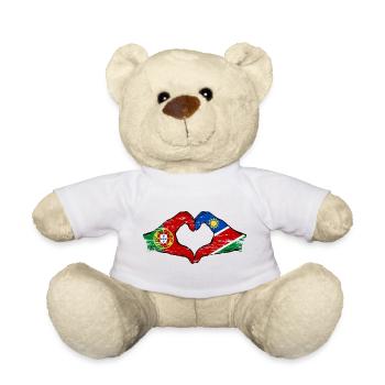 Portugal Namibia Flag Heart used - Teddy Bear - white - Front