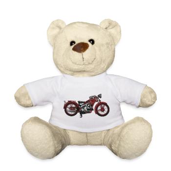 Vintage Motorcycle Illustration - Teddy Bear - white - Front