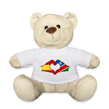 Espagne Namibie Drapeau Mains Coeur Forme - Nounours - blanc - Devant