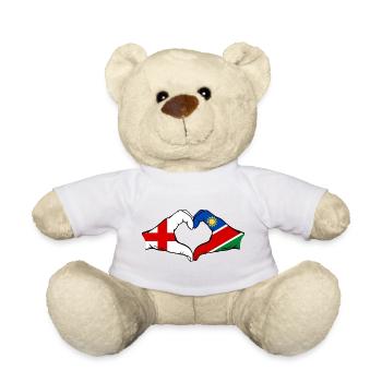 England Namibia Flagge Hände Herz - Teddy - Weiß - Vorne