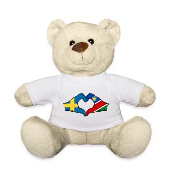 Schweden_Namibia_Flagge_Haende_Herzform - Teddy Bear - white - Front