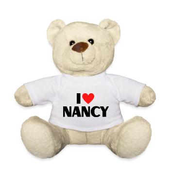 I love Nancy Red Heart Love Fan Gift - Teddy Bear - white - Front