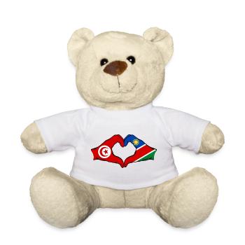 Tunisia Namibia Flag Hands Heart Shape Used - Teddy Bear - white - Front