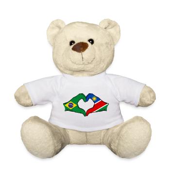 Brasilien Palästina Flagge Hände Herzform - Teddy - Weiß - Vorne