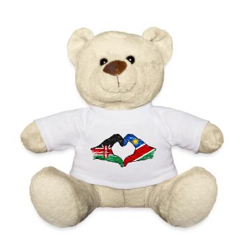 Kenya Namibia Flag Hands Heart Shape used - Teddy Bear - white - Front