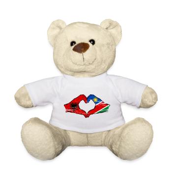 Albania Namibia Flag Hands Heart Shape Used - Teddy Bear - white - Front