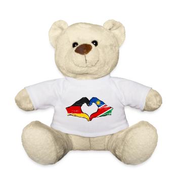 Drapeau de l'Allemagne et de la Namibie, forme de cœur, utilisé - Nounours - blanc - Devant