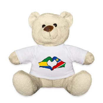 Gabon Namibia Flagge Hände Herzform - Teddy - Weiß - Vorne