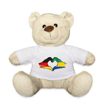 Drapeau de l'Allemagne et du Gabon en forme de cœur - Nounours - blanc - Devant