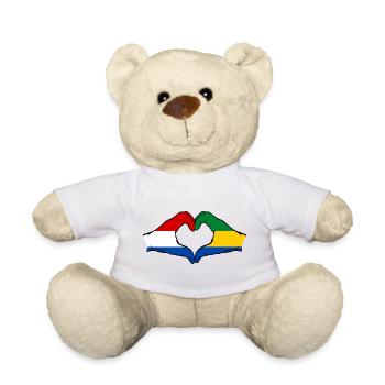 Hollande Drapeau du Gabon Mains Forme de cœur - Nounours - blanc - Devant