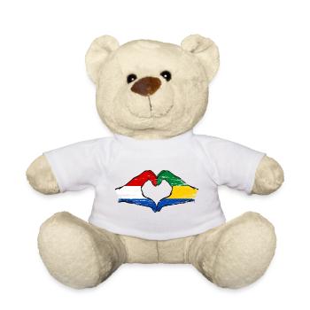 Holland Gabon flag hands heart shape used - Teddy Bear - white - Front