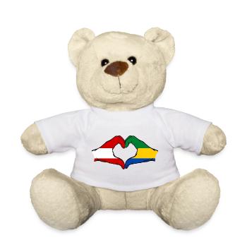 Austria Gabon Flag Hands Heart Shape Used - Teddy Bear - white - Front