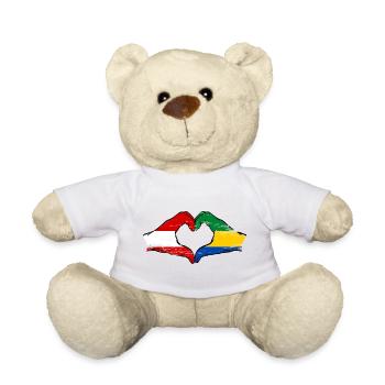 Austria Gabon Flag Hands Heart Shape Used - Teddy Bear - white - Front