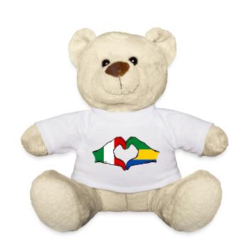 Italie Gabon Drapeau Mains Coeur Forme - Nounours - blanc - Devant