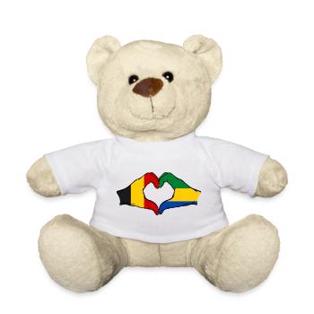 Belgique Gabon drapeau mains forme de coeur utilisé - Nounours - blanc - Devant