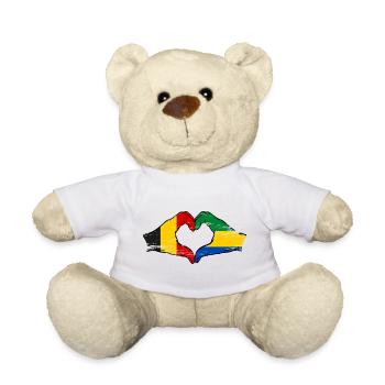 Belgium Gabon flag hands heart shape used - Teddy Bear - white - Front