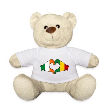 Drapeau Irlande Guinée Mains en forme de cœur - Nounours - blanc - Devant