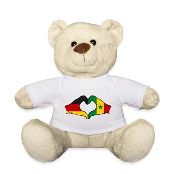 Drapeau de l'Allemagne et du Sénégal en forme de cœur - Nounours - blanc - Devant