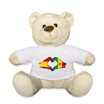 Spain Senegal Flag Hands Heart Shape Used - Teddy Bear - white - Front