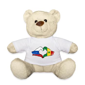 Russia Senegal Flag Hands Heart Shape Used - Teddy Bear - white - Front