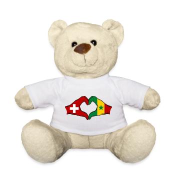 Suisse Sénégal Drapeau Mains Coeur Forme - Nounours - blanc - Devant
