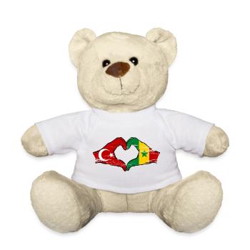 Turkey Senegal Flag Hands Heart Shape Used - Teddy Bear - white - Front