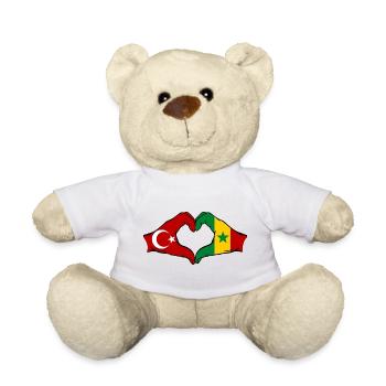 Turquie Sénégal Drapeau Mains Coeur Forme - Nounours - blanc - Devant