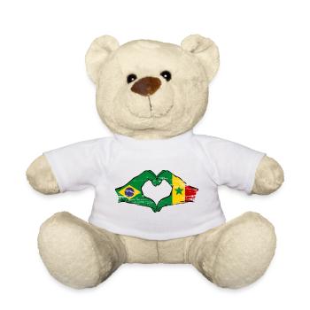Brésil Sénégal Drapeau Mains Coeur Forme Utilisé - Nounours - blanc - Devant