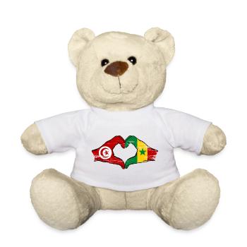 Tunisia Senegal flag hands heart shape used - Teddy Bear - white - Front