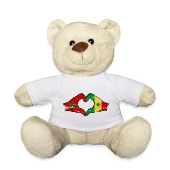 Marokko Senegal Flagge Hände Herzform used - Teddy - Weiß - Vorne