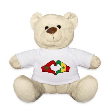 Chine Sénégal Drapeau Mains Coeur Forme - Nounours - blanc - Devant