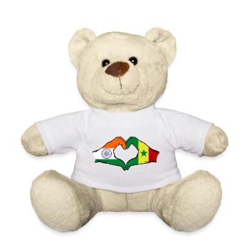 Inde Sénégal Drapeau Mains Coeur Forme - Nounours - blanc - Devant
