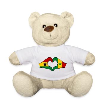 Drapeau du Ghana et du Sénégal en forme de cœur - Nounours - blanc - Devant