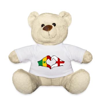 Senegal England flag hands heart shape used - Teddy Bear - white - Front
