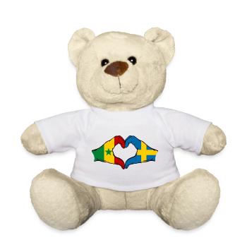 Drapeau du Sénégal Suède Mains Forme de cœur - Nounours - blanc - Devant