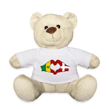 Drapeau du Sénégal Danemark Mains en forme de cœur - Nounours - blanc - Devant