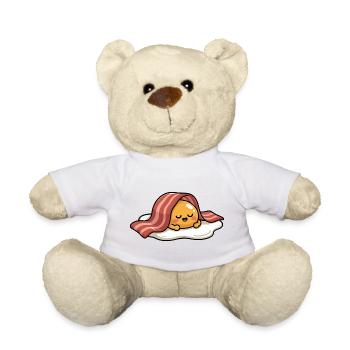 Sleeping Egg with Bacon Cartoon - Teddy Bear - white - Front
