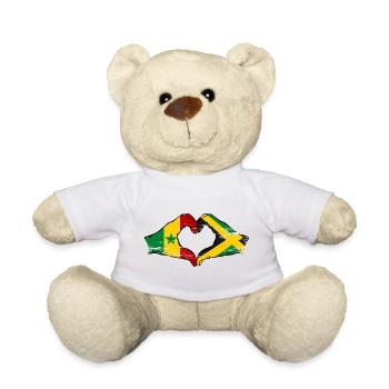 Senegal Jamaica flag hands heart shape used - Teddy Bear - white - Front