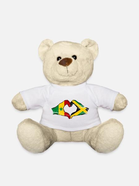Senegal Jamaika Flagge Hände Herzform used - Teddy - Weiß