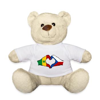 Sénégal République tchèque Drapeau Mains Coeur Forme - Nounours - blanc - Devant