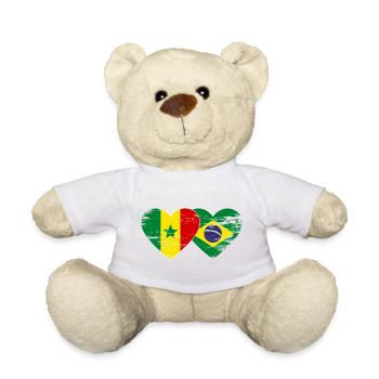 Sénégal Brésil Drapeau Mains Coeur Forme Utilisé - Nounours - blanc - Devant