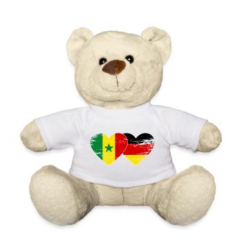 Sénégal Allemagne Drapeau Coeur utilisé - Nounours - blanc - Devant