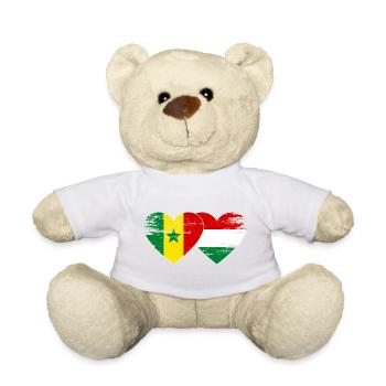 Senegal Hungary Flag Heart used - Teddy Bear - white - Front