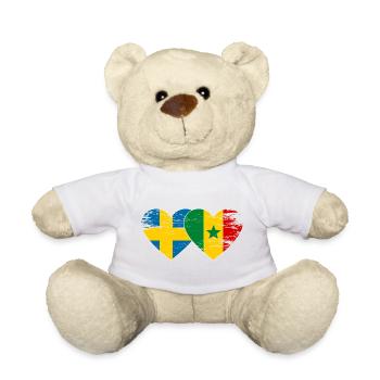 Schweden Senegal Flagge Herz used - Teddy - Weiß - Vorne