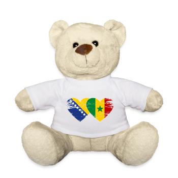 Bosnien Senegal Flagge Herz - Teddy - Weiß - Vorne