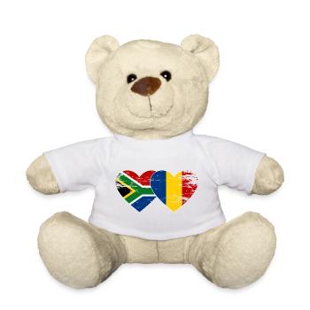 South Africa Romania Flags Heart - Teddy Bear - white - Front